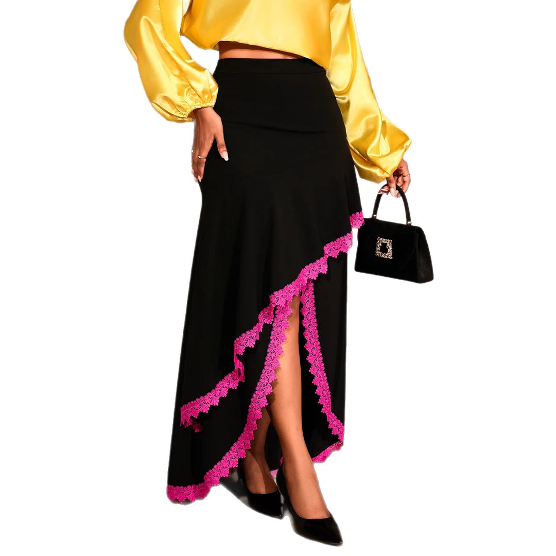 Ladies elegant maxi skirt with floral lace accents StylebySassy