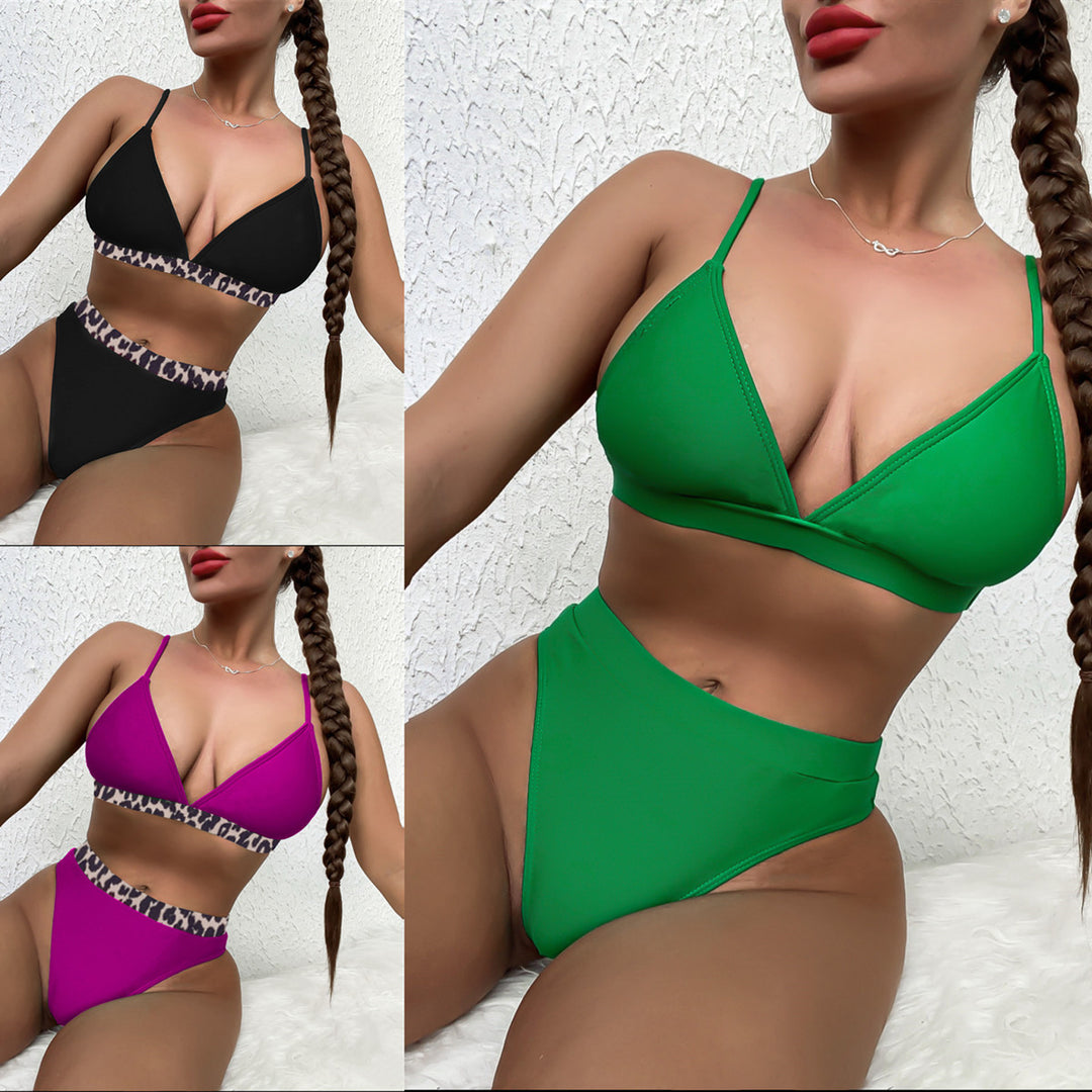 Ladies fashionable triangle bikini with leopard print StylebySassy