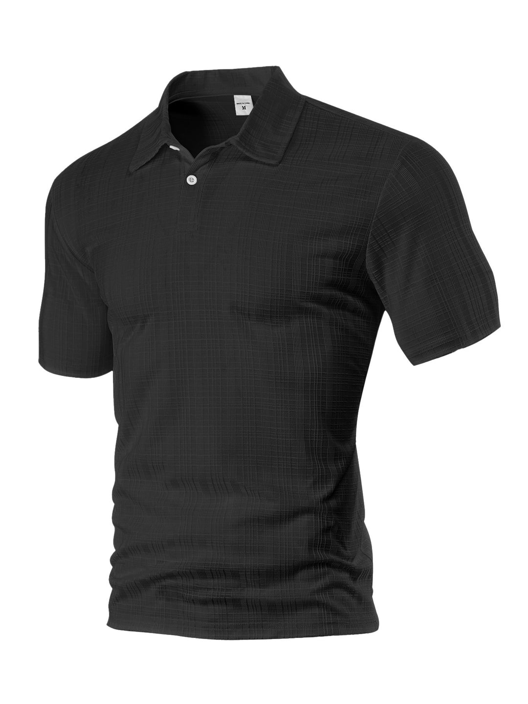 Men's light structured short sleeve polo with shirt collar and single button placket StylebySassy