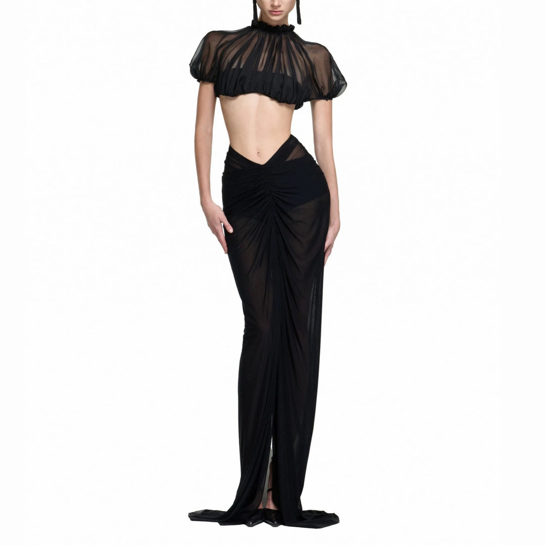 Ladies Elegant Transparent Maxi Dress with Sleeveless Silhouette StylebySassy