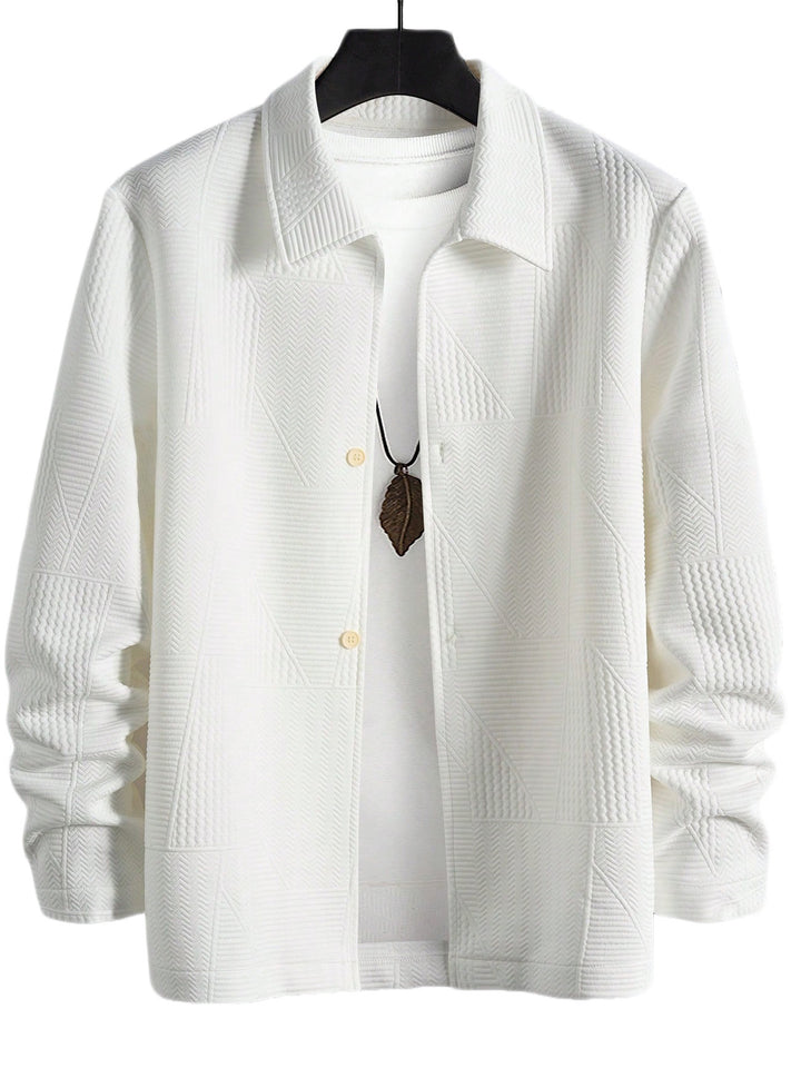 Men's structured shirt jacket in patchwork relief with shirt collar StylebySassy