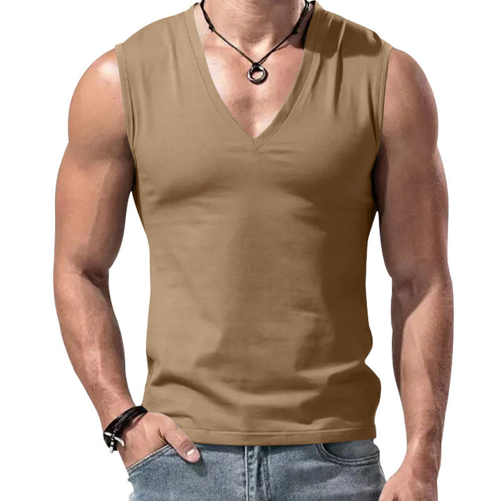 Men's form-fitting sleeveless V-neck muscle shirt StylebySassy