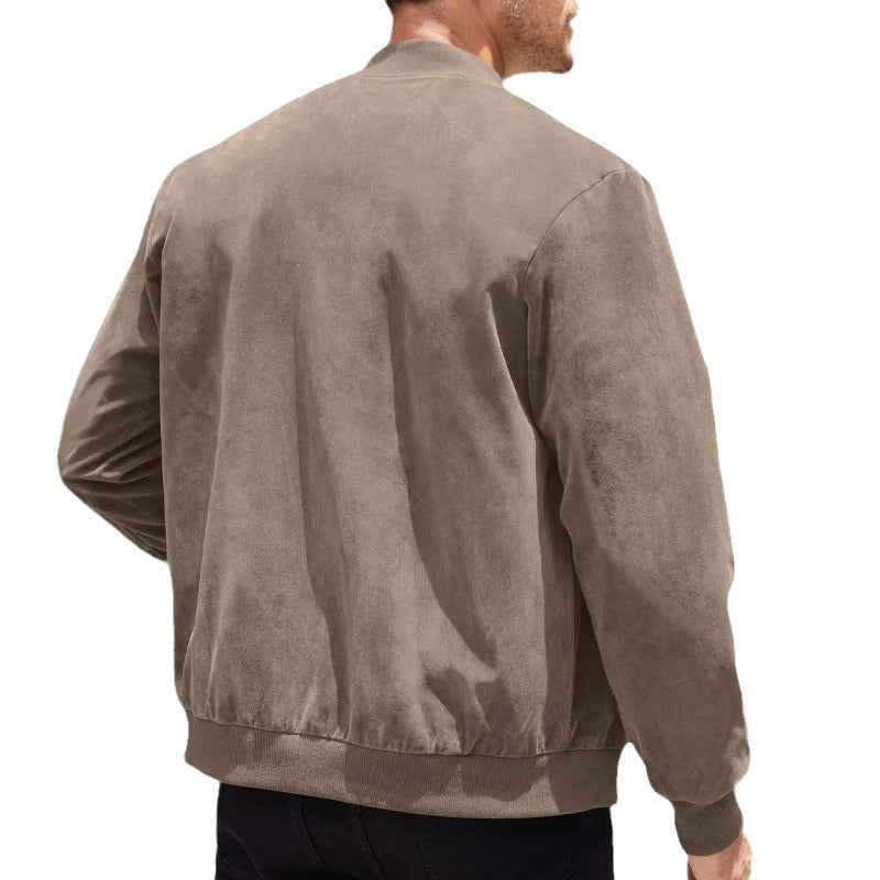 Men's sporty bomber jacket made of microfiber with zipper and ribbed hem StylebySassy