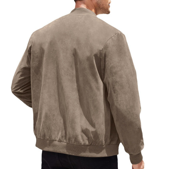 Men's sporty bomber jacket made of microfiber with zipper and ribbed hem StylebySassy