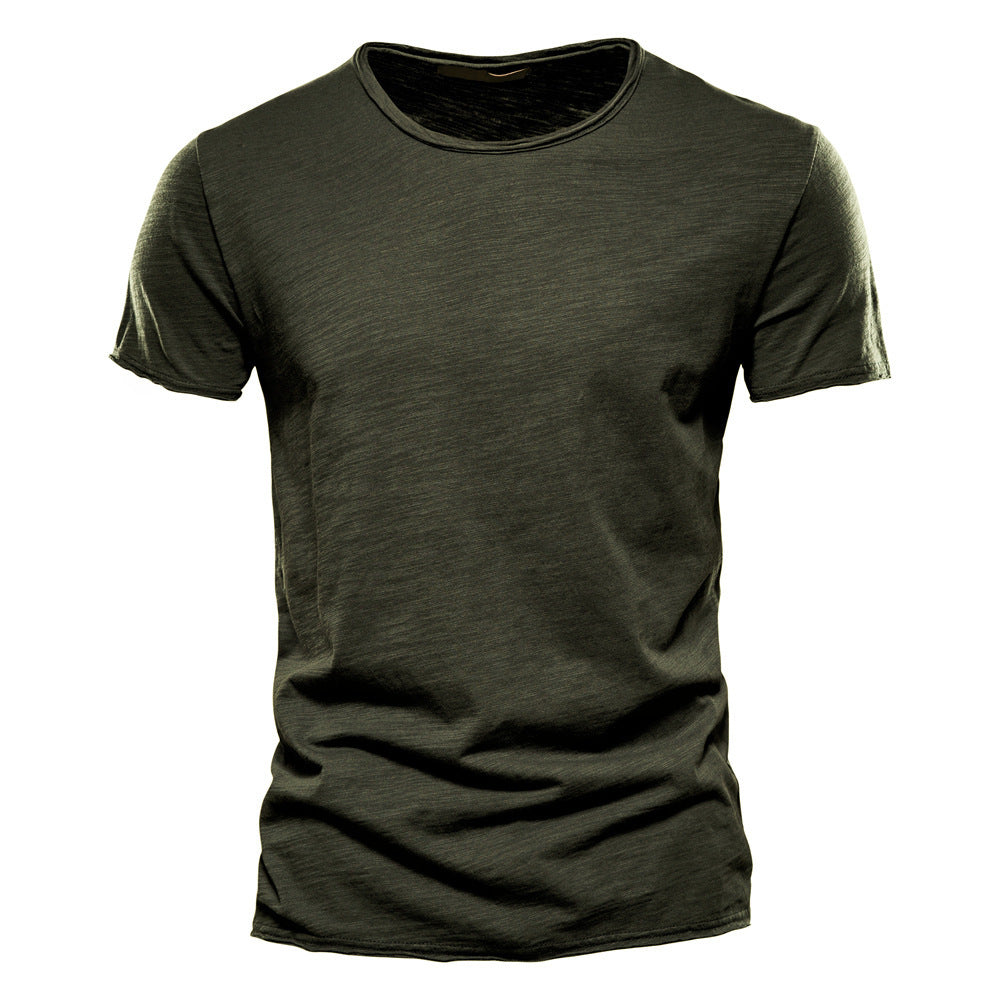 Men's light cotton jersey short-sleeve shirt with V-neck and slim fit StylebySassy