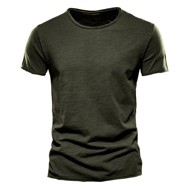 Men's light cotton jersey short-sleeve shirt with V-neck and slim fit StylebySassy