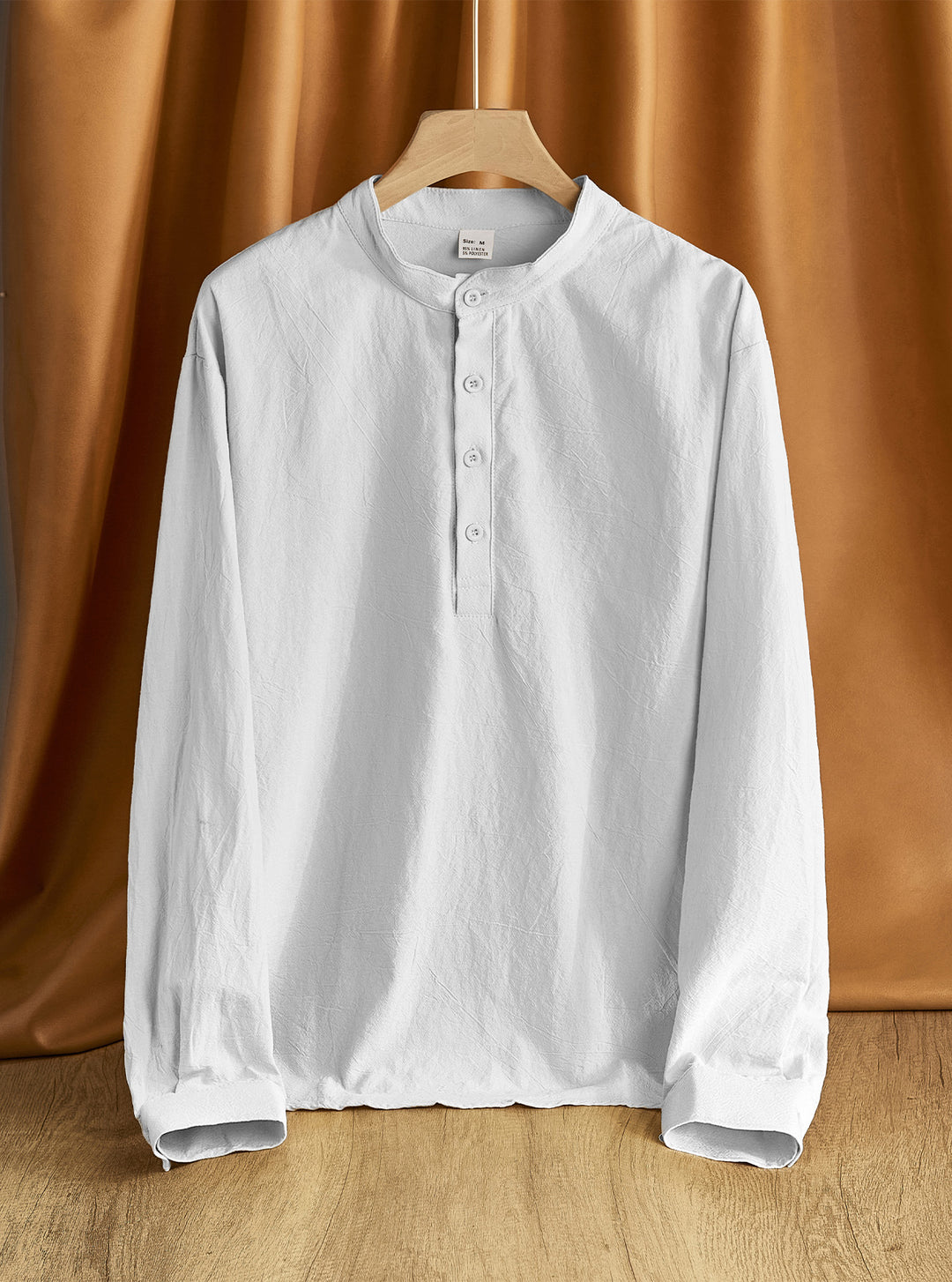 Men's Nehru collar Henley made of cotton stretch with concealed button placket and slim fit StylebySassy