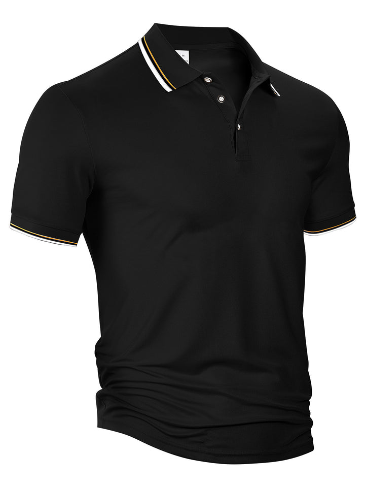 Men's classic polo shirt made of piqué with contrasting stripes at the collar StylebySassy