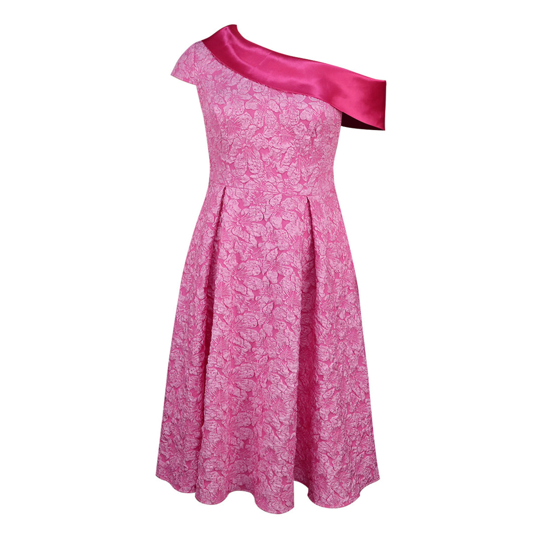 Women's Elegant Dress with Asymmetric Strap and Floral Pattern StylebySassy