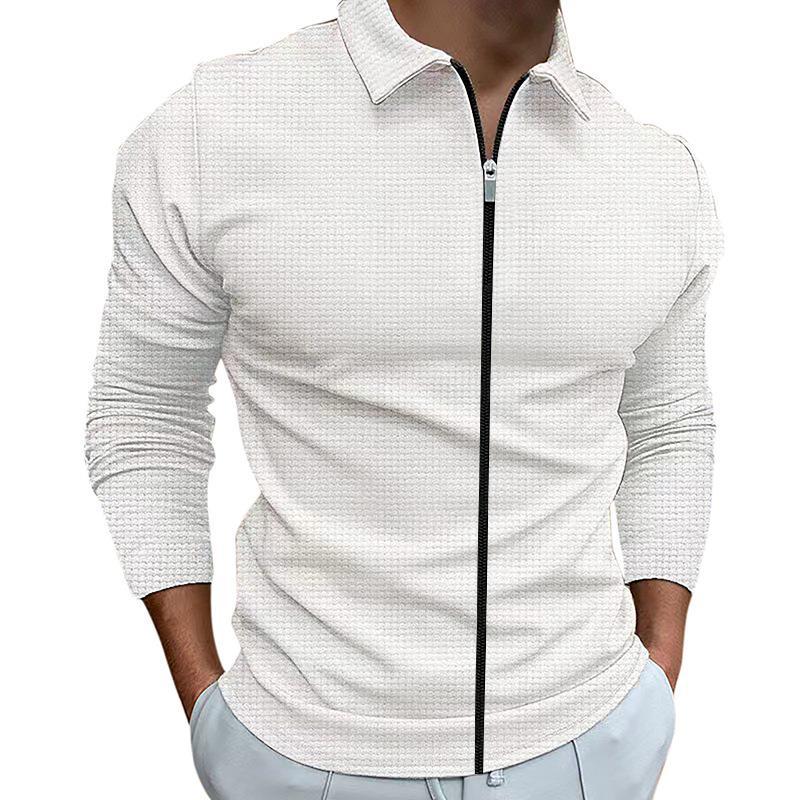 Men's tailored structured shirt jacket with turn-down collar and contrasting center zipper StylebySassy