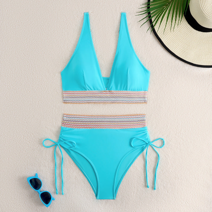Women's High-Waisted Bikini Set with Trendy Lacing Details StylebySassy