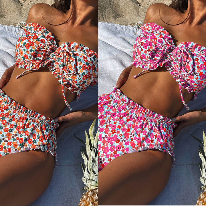 Women's bandeau bikini with playful ruffle details StylebySassy
