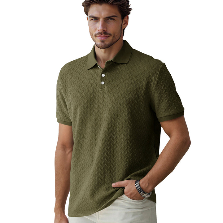Men's finely woven polo shirt with chevron relief structure and short button placket StylebySassy