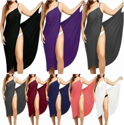 Women's nan versatile beach pareo wrap dress with spaghetti straps and asymmetrical hem StylebySassy