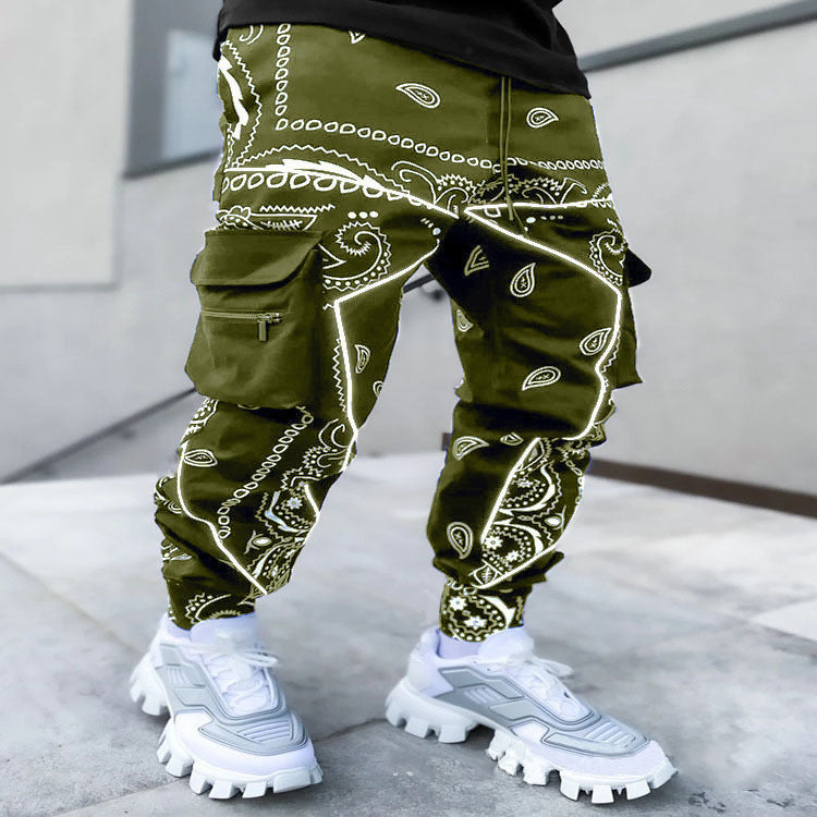 Men's Nan Bandana Cargo Jogging Pants with Drawstring and Elastic Cuffs StylebySassy
