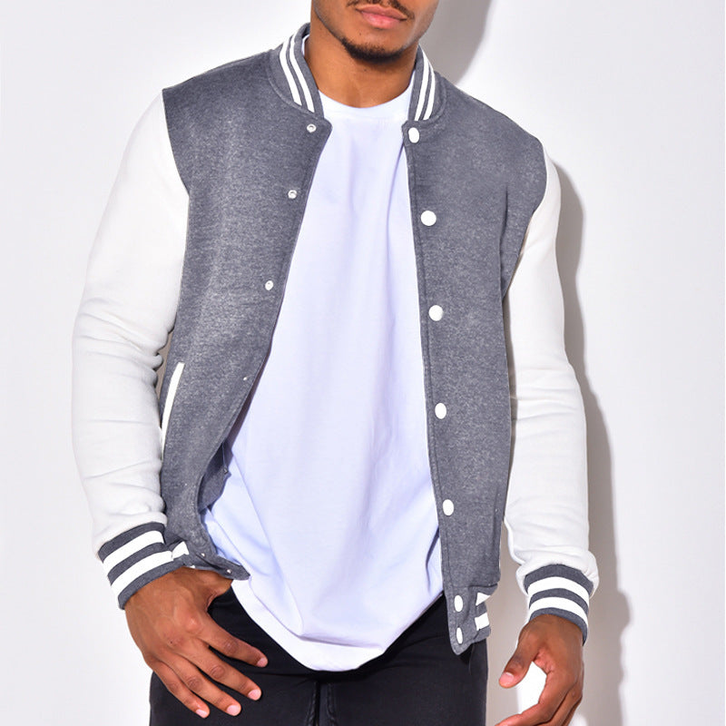 Men's Nano Retro Sports Bomber Jacket with Press Button Placket, Contrast Sleeves and Ribbed Cuffs StylebySassy