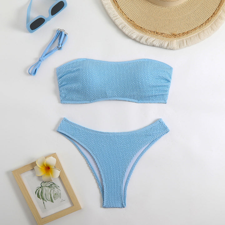 Women Bandeau Bikini Set with textured fabric StylebySassy