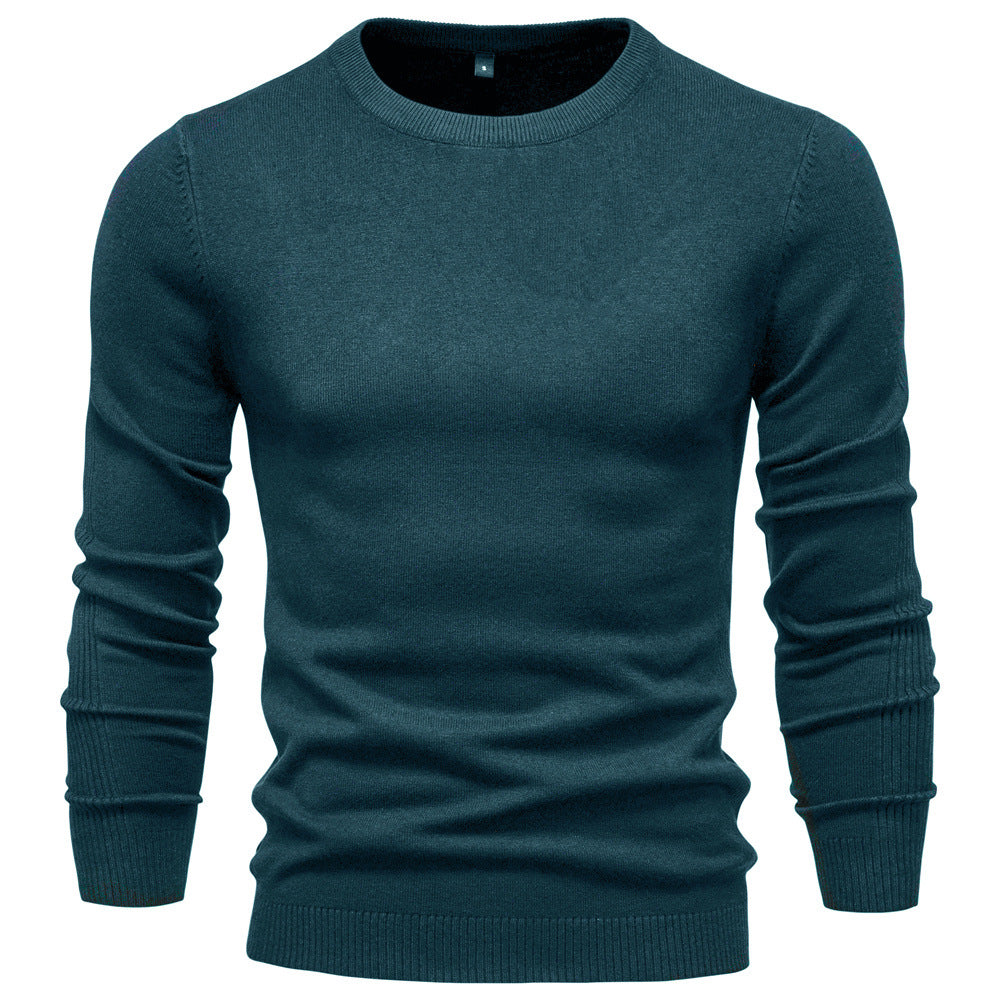 Men's nano minimalist round neck fine knit with flat shoulder seam and ribbed cuffs StylebySassy