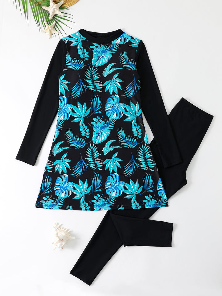 Women's stylish long sleeve swimsuit with skirt StylebySassy