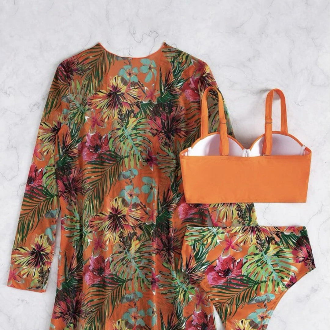 Women's bikini set with floral cover-up StylebySassy