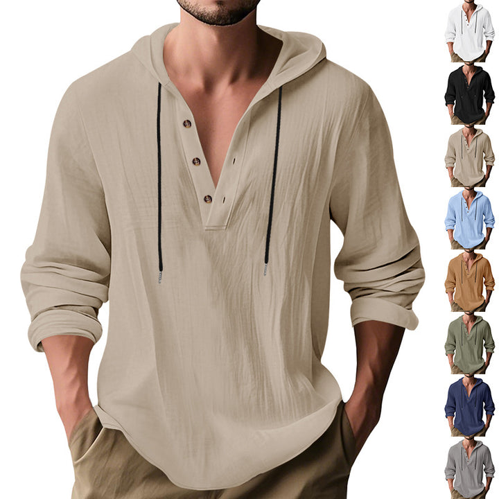 Men's casual hoodie with button placket and slim fit StylebySassy