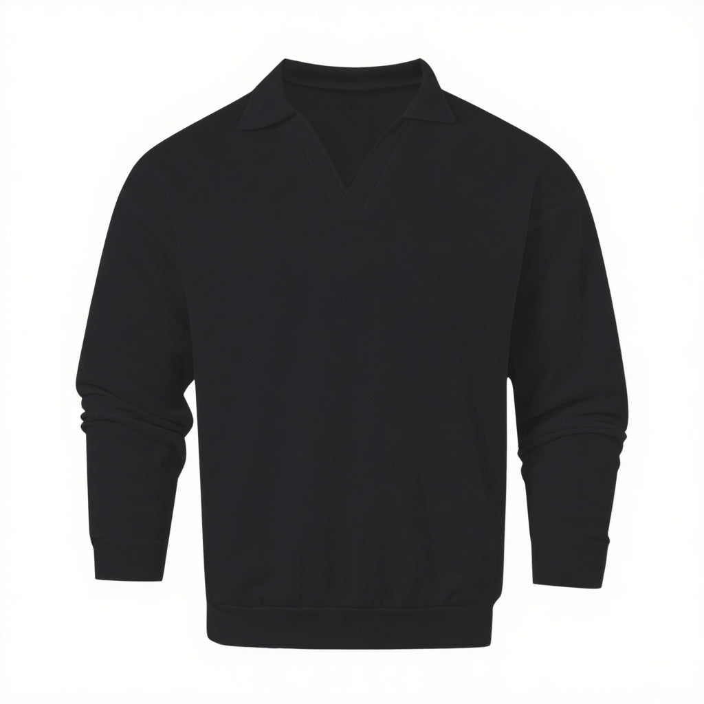 Unisex nano locker cut V-neck sweatshirt with shirt collar made of cotton fleece StylebySassy