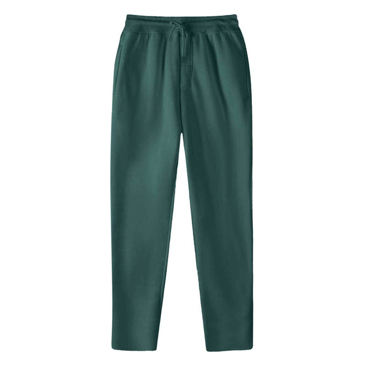 Men's straight-cut sweatpants made of mottled cotton blend with elastic waistband, drawstring, and side pockets StylebySassy