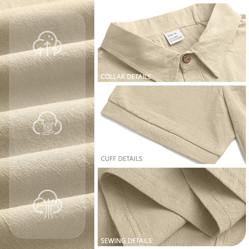 Men's breathable gauze polo shirt with open collar loose fit and button placket StylebySassy