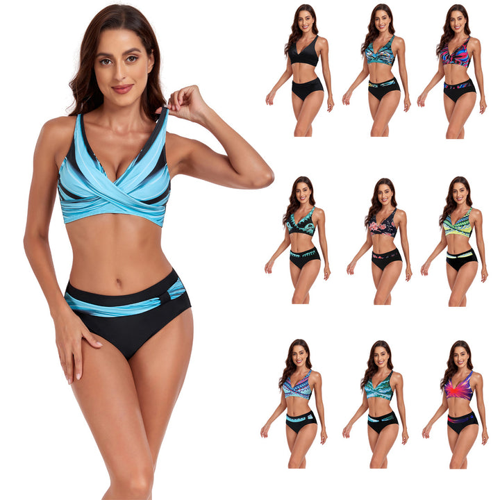 Women's sporty bikini set with trendy cut and modern graphic design StylebySassy