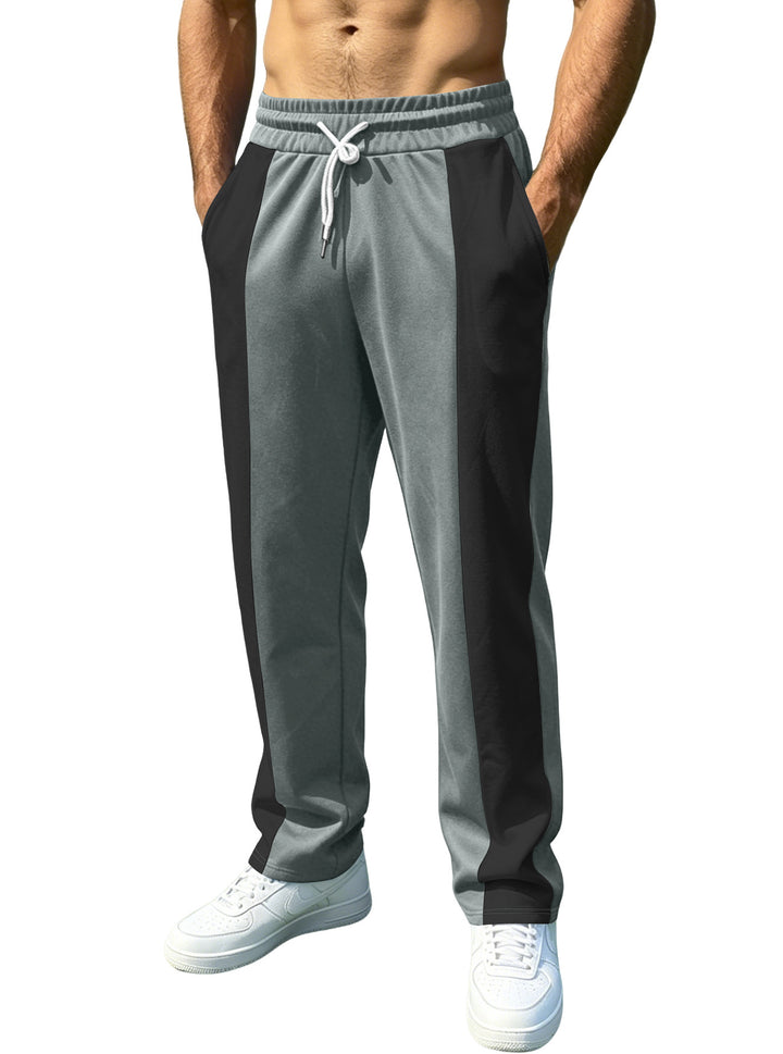 Men's straight-cut training pants with contrast side inserts, elastic drawstring waistband, and side pockets StylebySassy