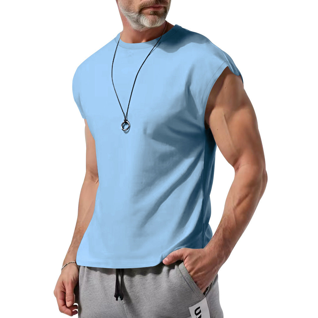 Men's cropped athletic tank top with wide arm openings and round neckline StylebySassy