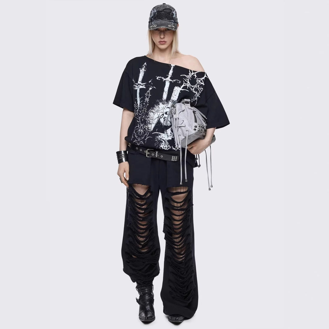 Women's Oversized T-Shirt with Creative Graphic Design StylebySassy