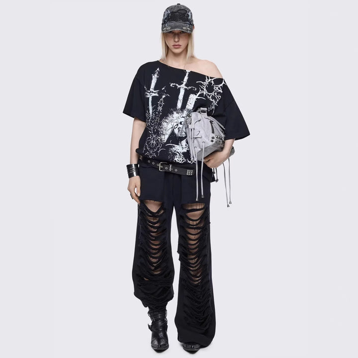 Women's Oversized T-Shirt with Creative Graphic Design StylebySassy