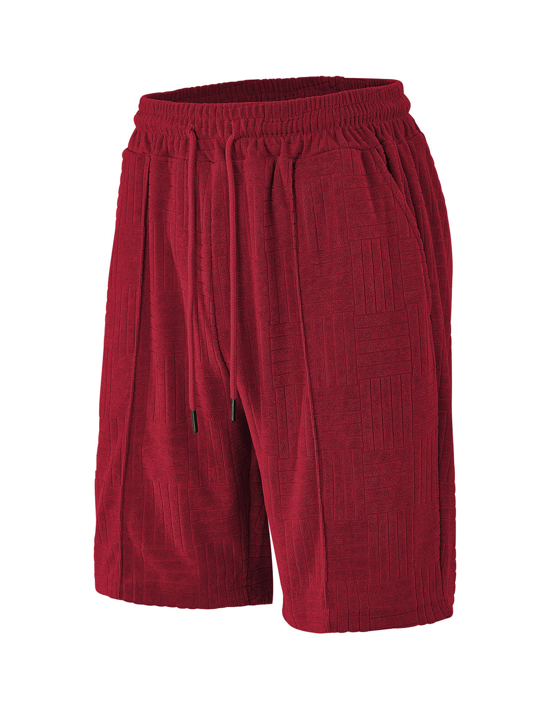 Men's structured terry Bermuda shorts with elastic drawstring waistband and inset pockets StylebySassy
