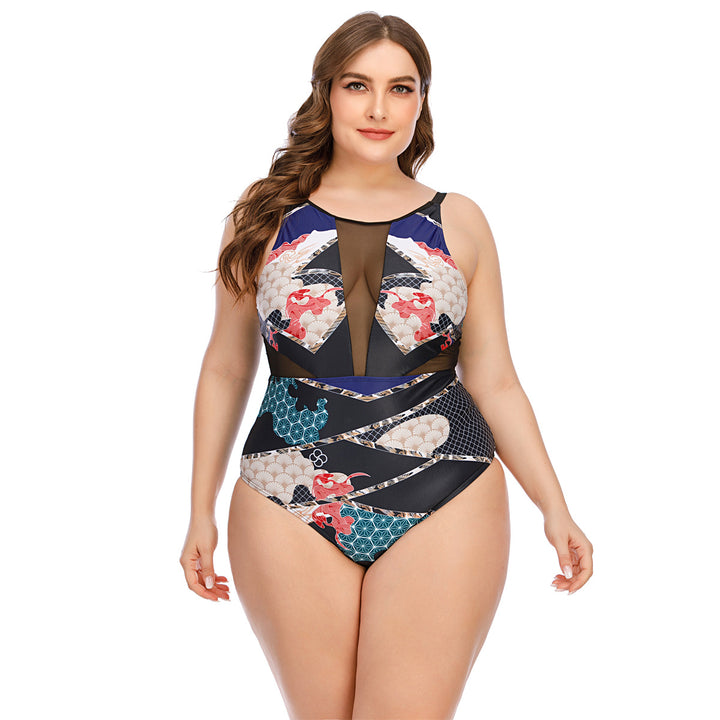 Women's sporty one-piece with fashionable cut and transparent inserts StylebySassy