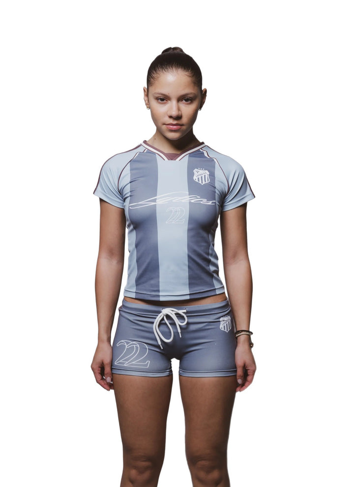 Women's sports set with body-hugging shorts and short-sleeved top StylebySassy