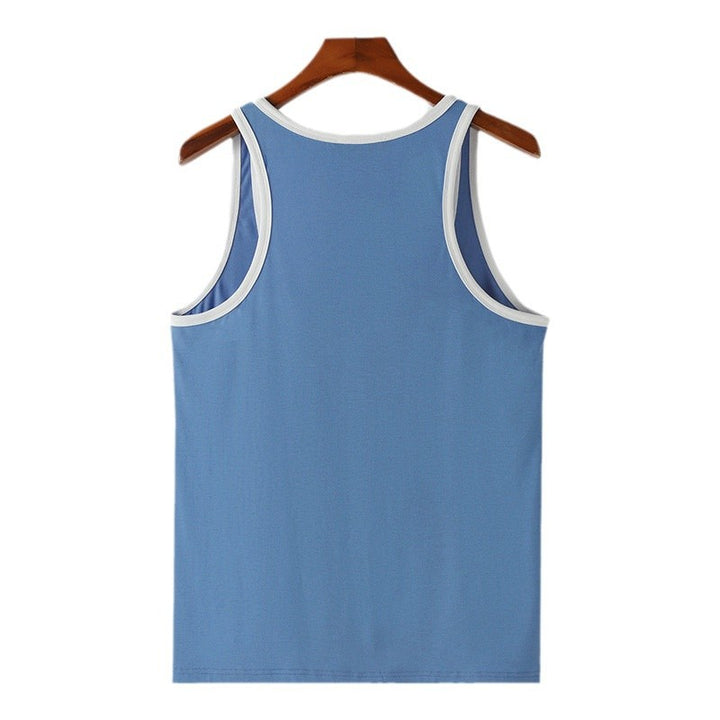 Men's sporty sleeveless muscle shirt with contrast trim StylebySassy