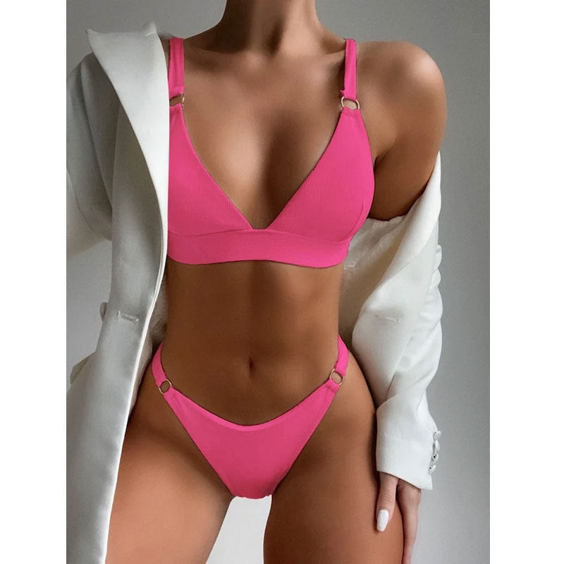 Women's Triangle Bikini with Fashionable Accents StylebySassy