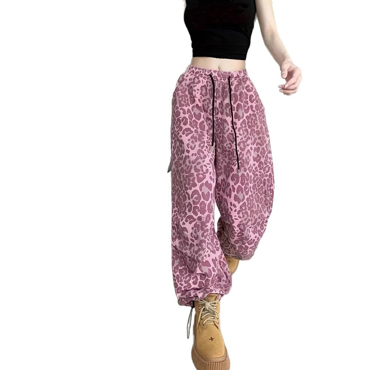 Women’s cargo pants with leopard print and elastic waistband StylebySassy