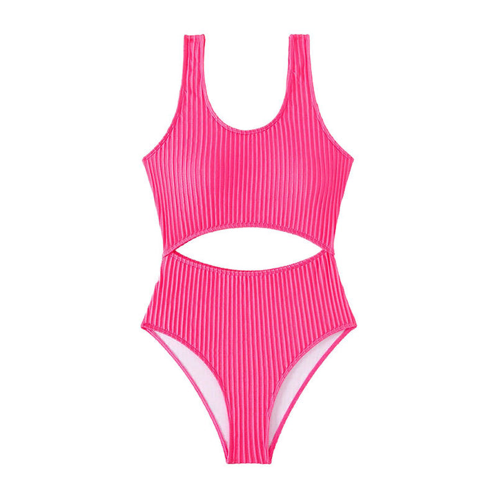 Women's one-piece swimsuit with modern cut-out and textured design StylebySassy