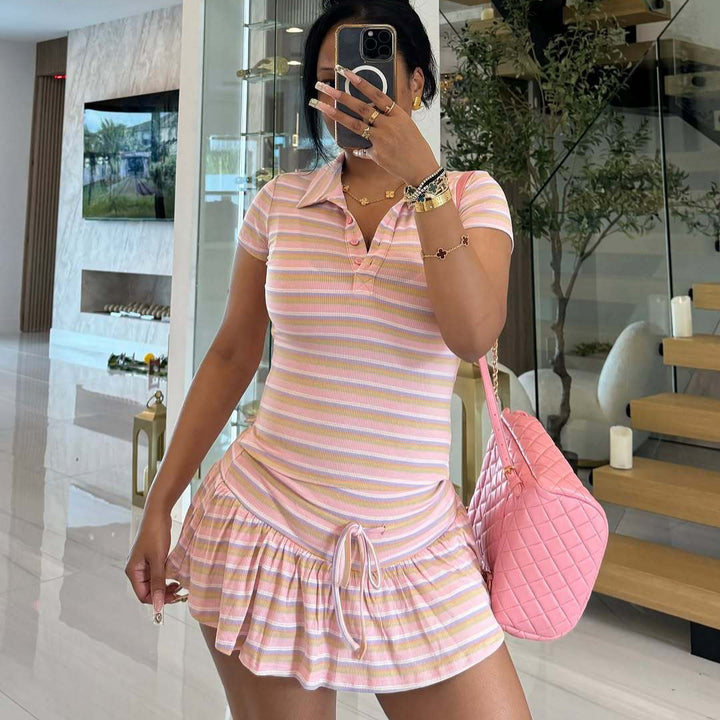 Ladies sporty polo dress with ruffle details StylebySassy