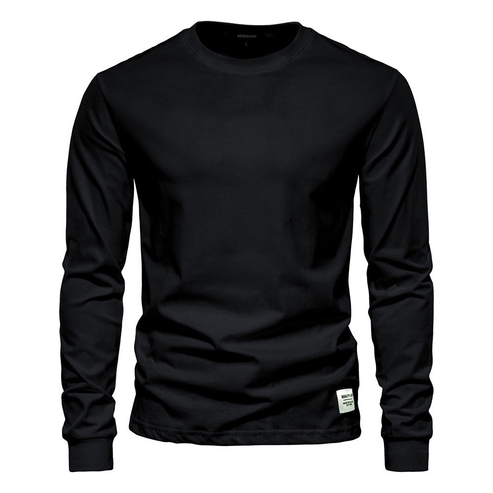 Men's classic long-sleeved cotton shirt with round neck and elastic cuffs StylebySassy