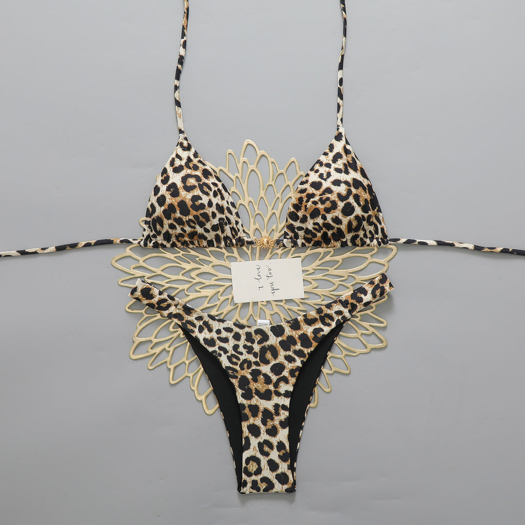 Ladies Designer Bikini with Leopard Print and Elaborate Details StylebySassy