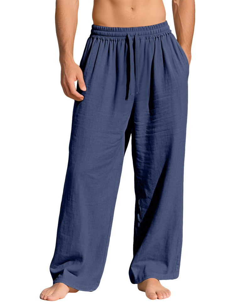 Men's lightweight linen lounge pants with elastic waistband and side pockets StylebySassy