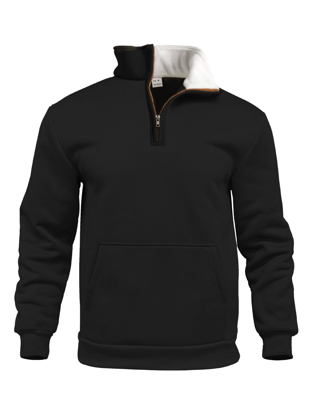 Men's comfort half-zip sweat with high fleece collar, kangaroo pocket and shape-stable ribbed hem StylebySassy