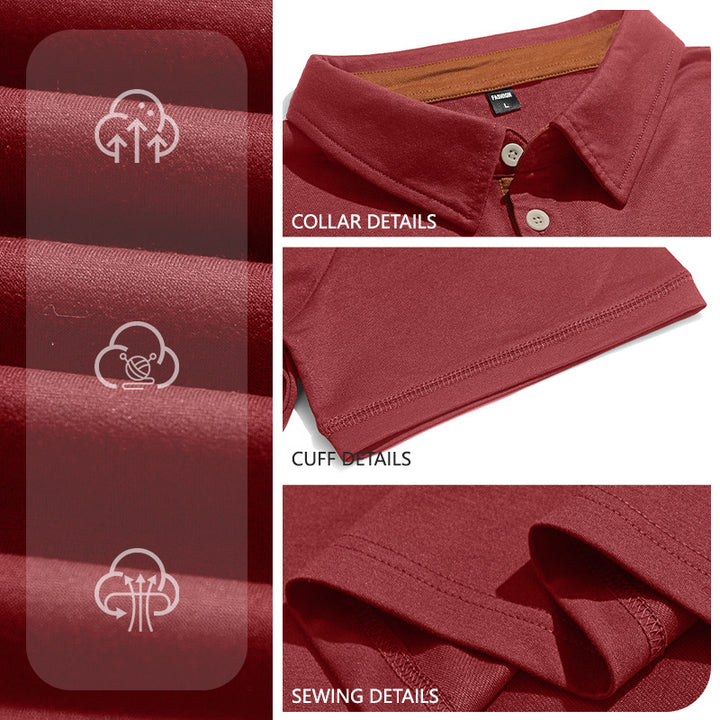 Men's short sleeve polo collar shirt made of textured jersey with chest pocket and contrasting button placket StylebySassy