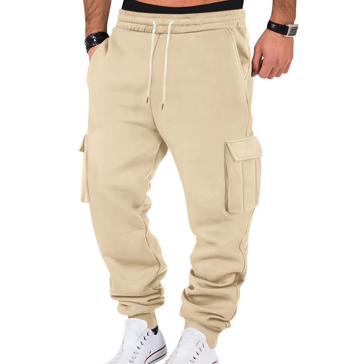 Men's casual cargo sweatpants with drawstring waistband, flap pockets and slim ankle cuffs StylebySassy