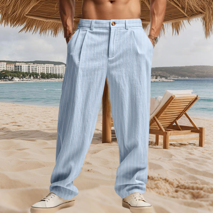 Men's casual-elegant pinstripe pants with crease and wide leg StylebySassy
