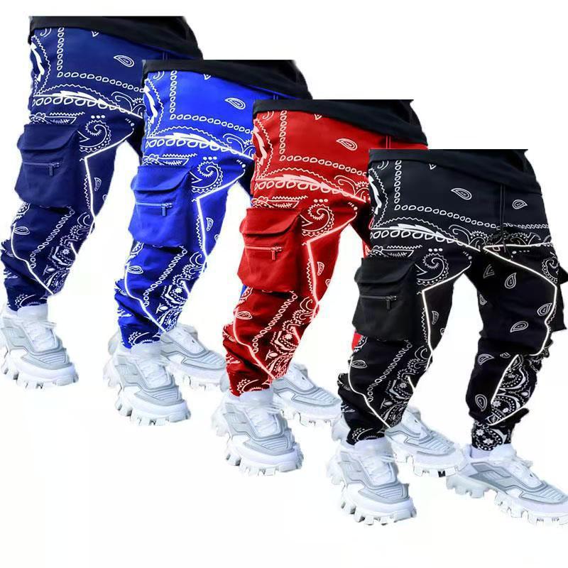 Men's Nan Bandana Cargo Jogging Pants with Drawstring and Elastic Cuffs StylebySassy