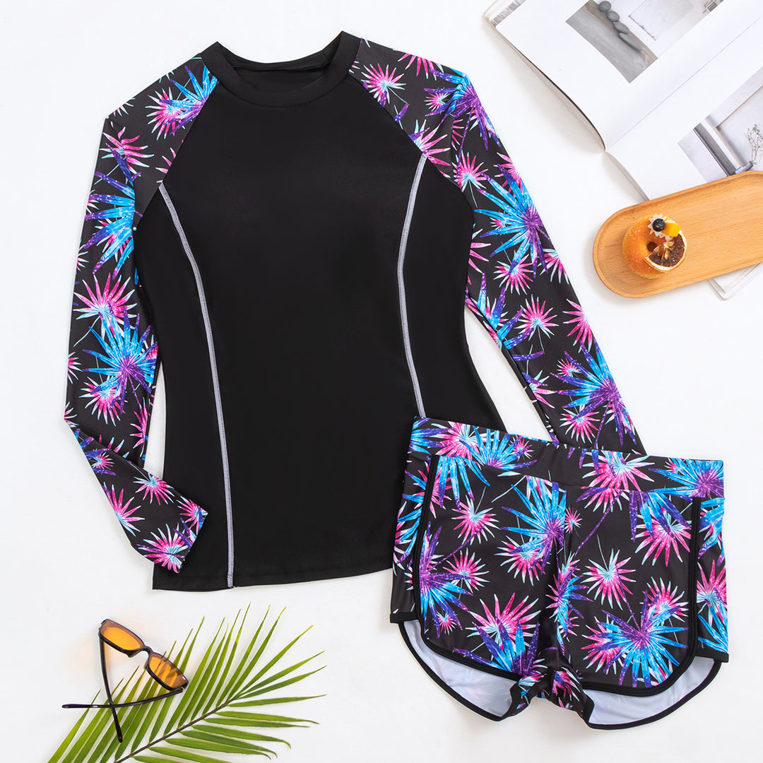 Women's Long Sleeve Rashguard with Stylish Floral Design StylebySassy